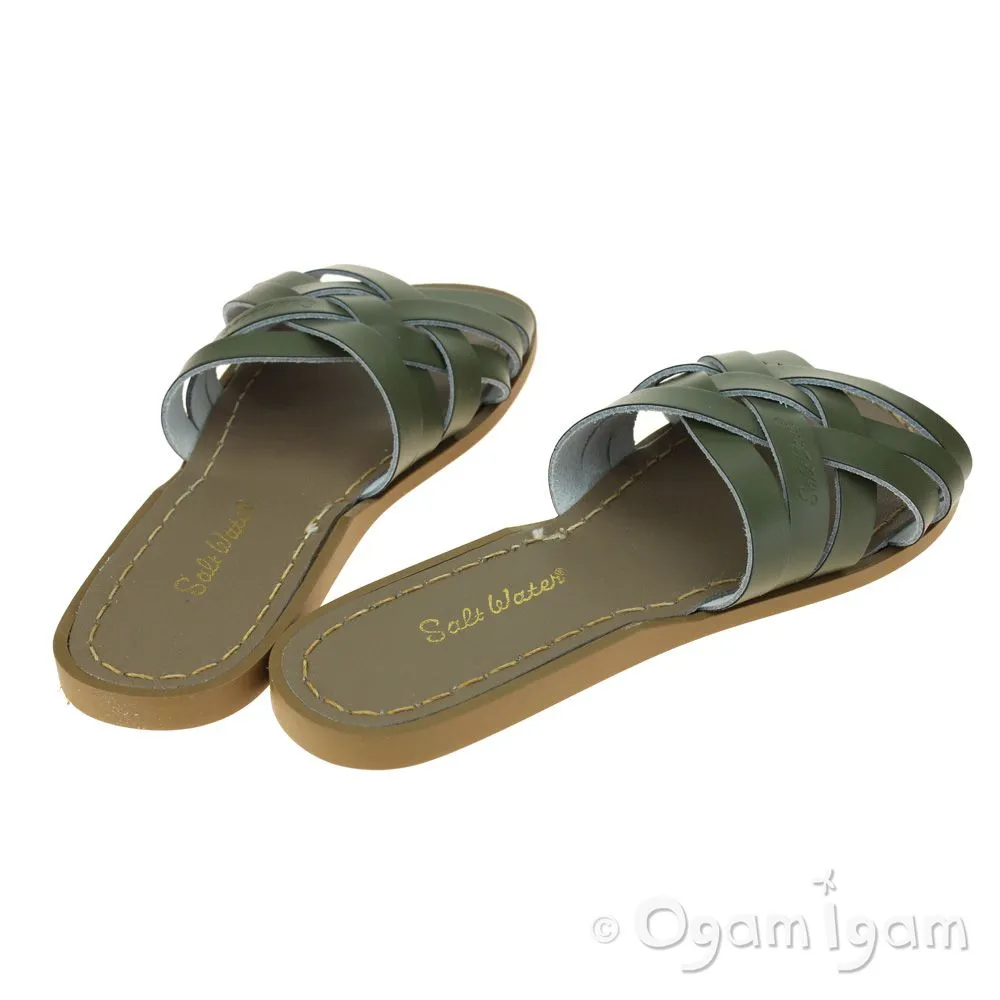 Salt-Water Retro Slide Womens Olive Waterfriendly Sandal