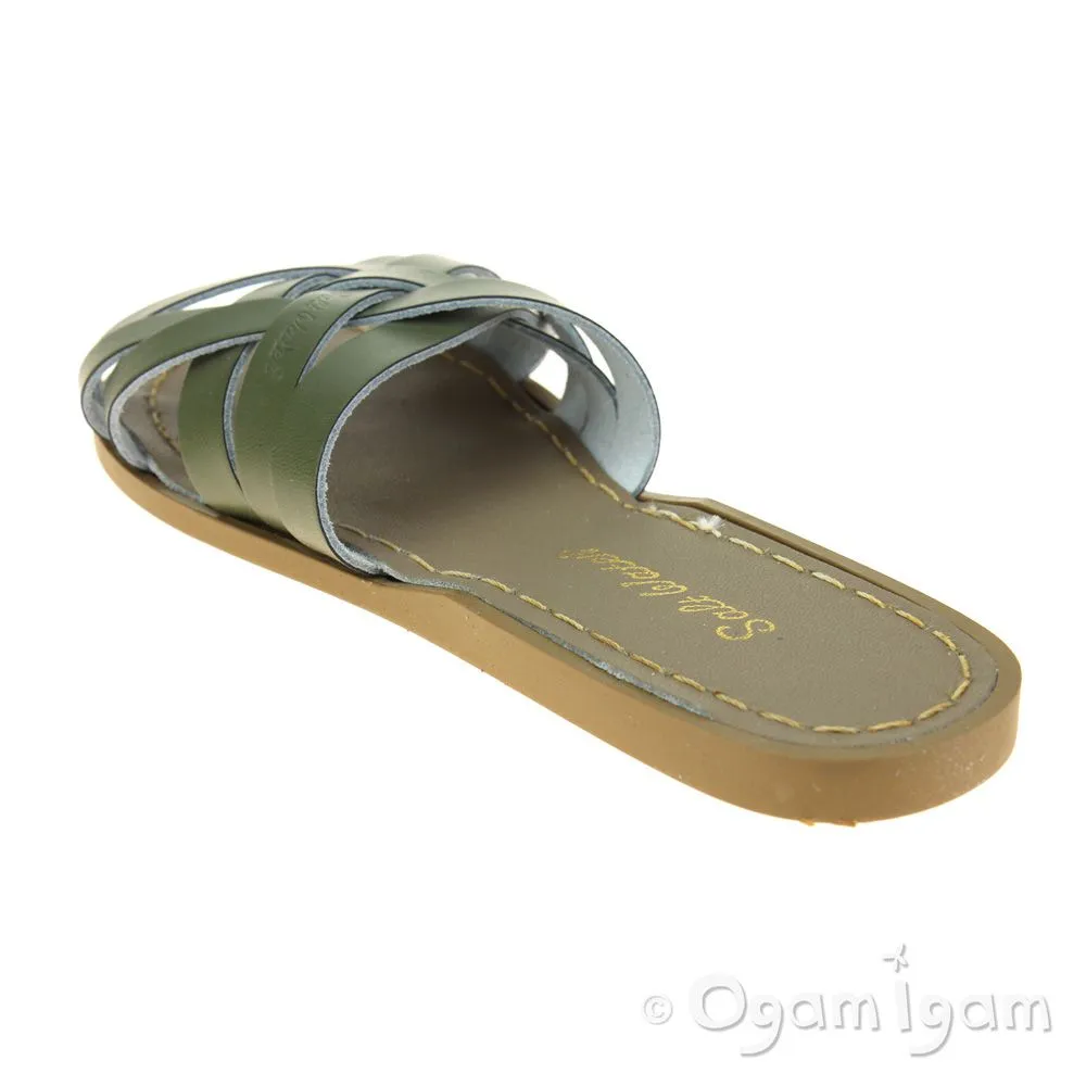 Salt-Water Retro Slide Womens Olive Waterfriendly Sandal