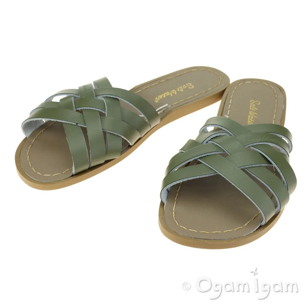 Salt-Water Retro Slide Womens Olive Waterfriendly Sandal