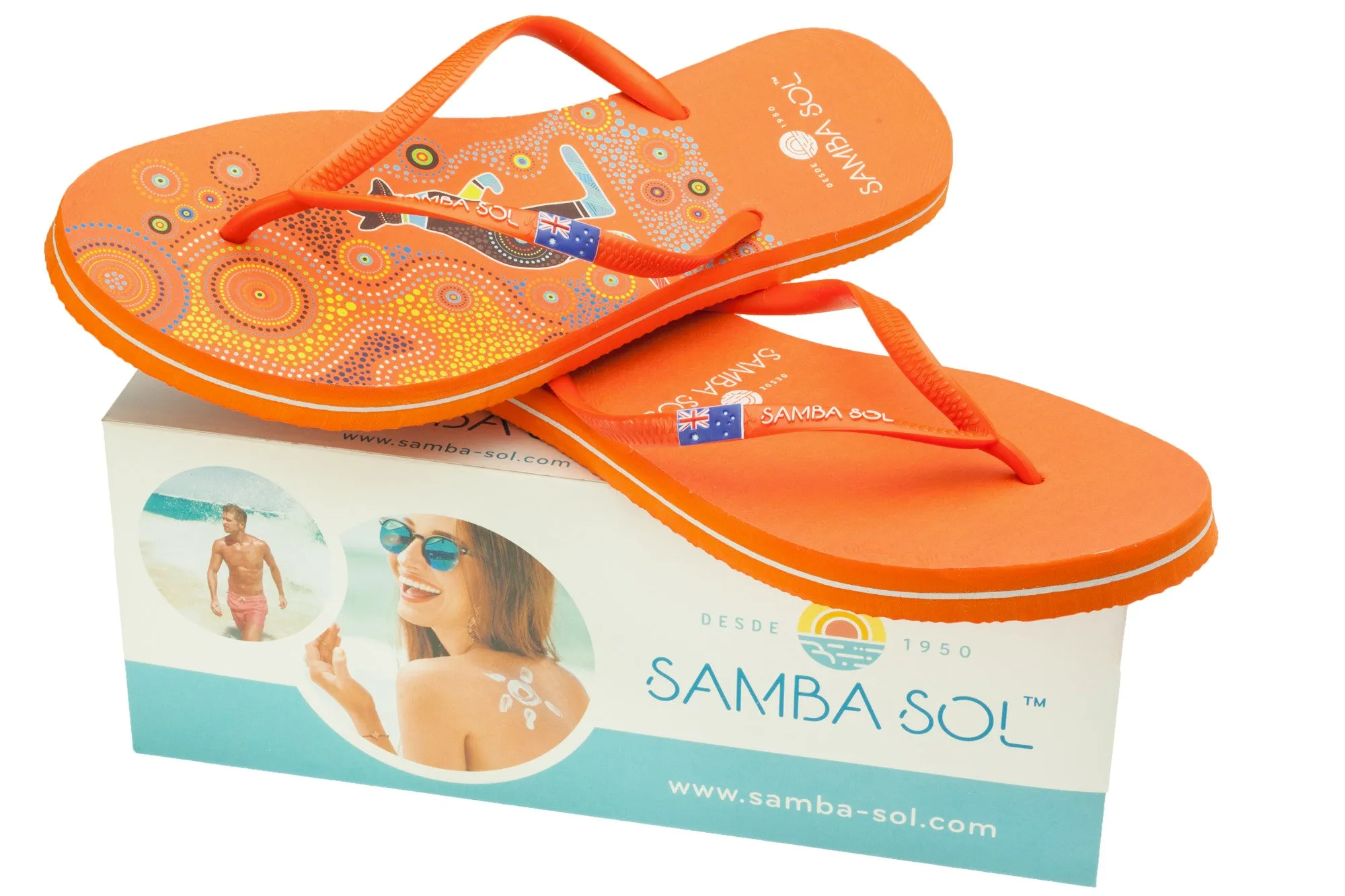 Samba Sol Men's Countries Collection Flip Flops - Australia Orange