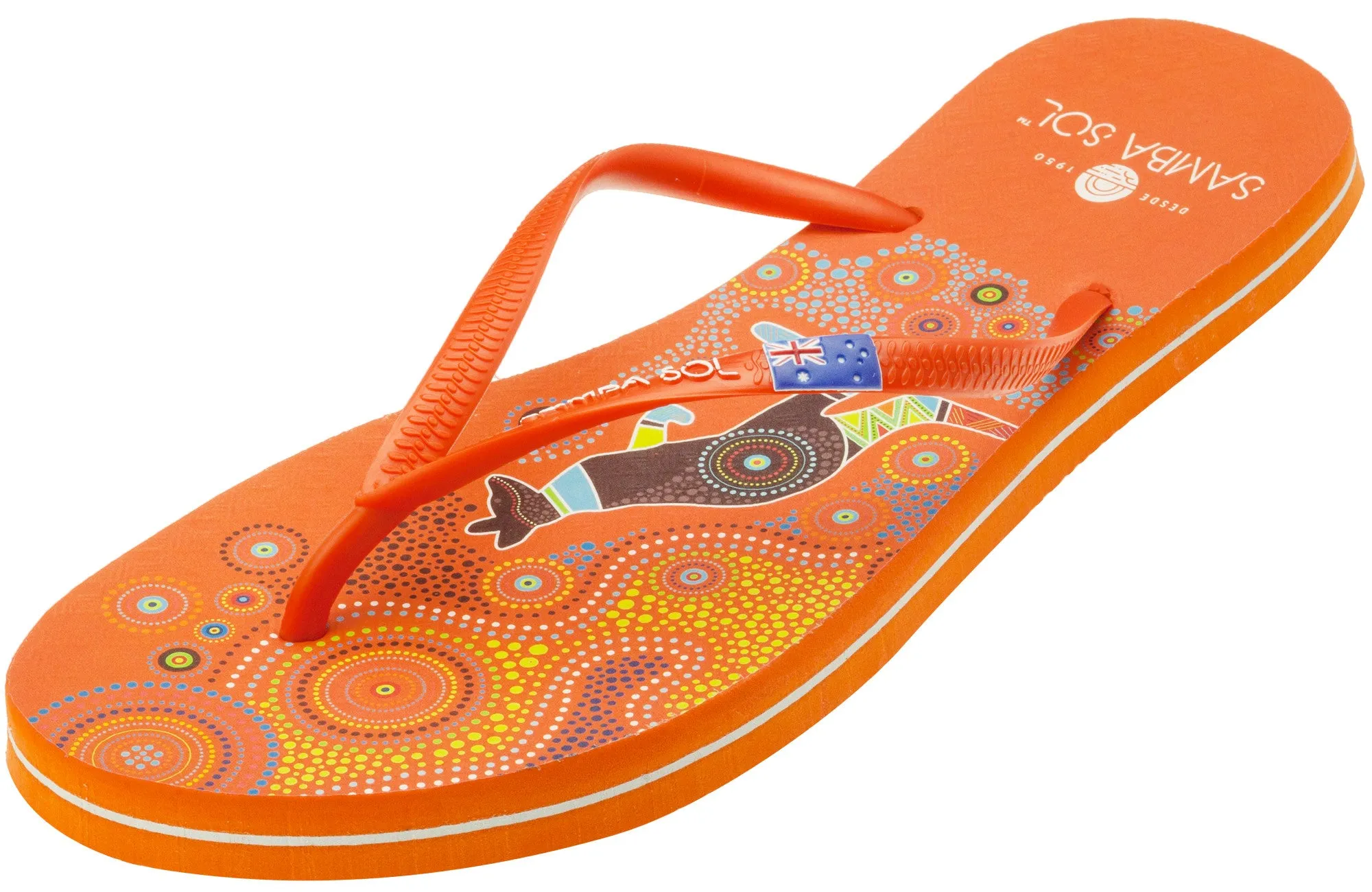 Samba Sol Men's Countries Collection Flip Flops - Australia Orange