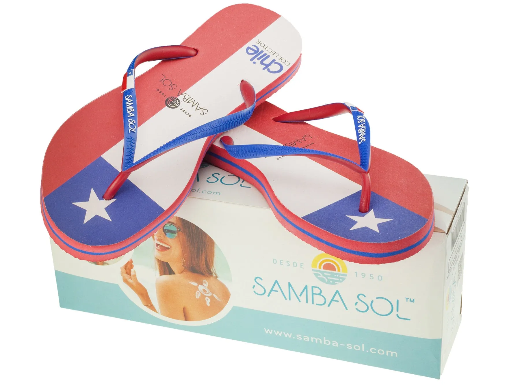 Samba Sol Women's Countries Collection Flip Flops - Chile