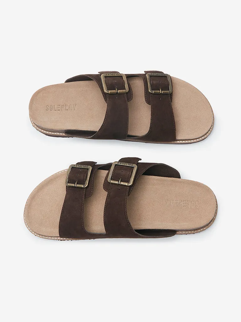 SOLEPLAY Brown Dual Strap Slip-On Sandals