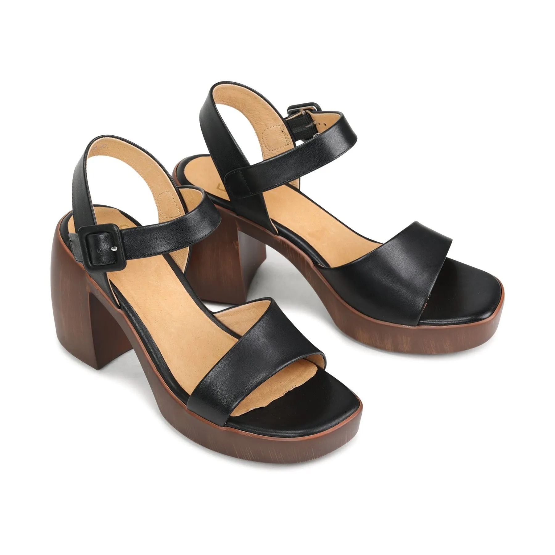 SPIGA LEATHER BLOCK HEEL SANDALS