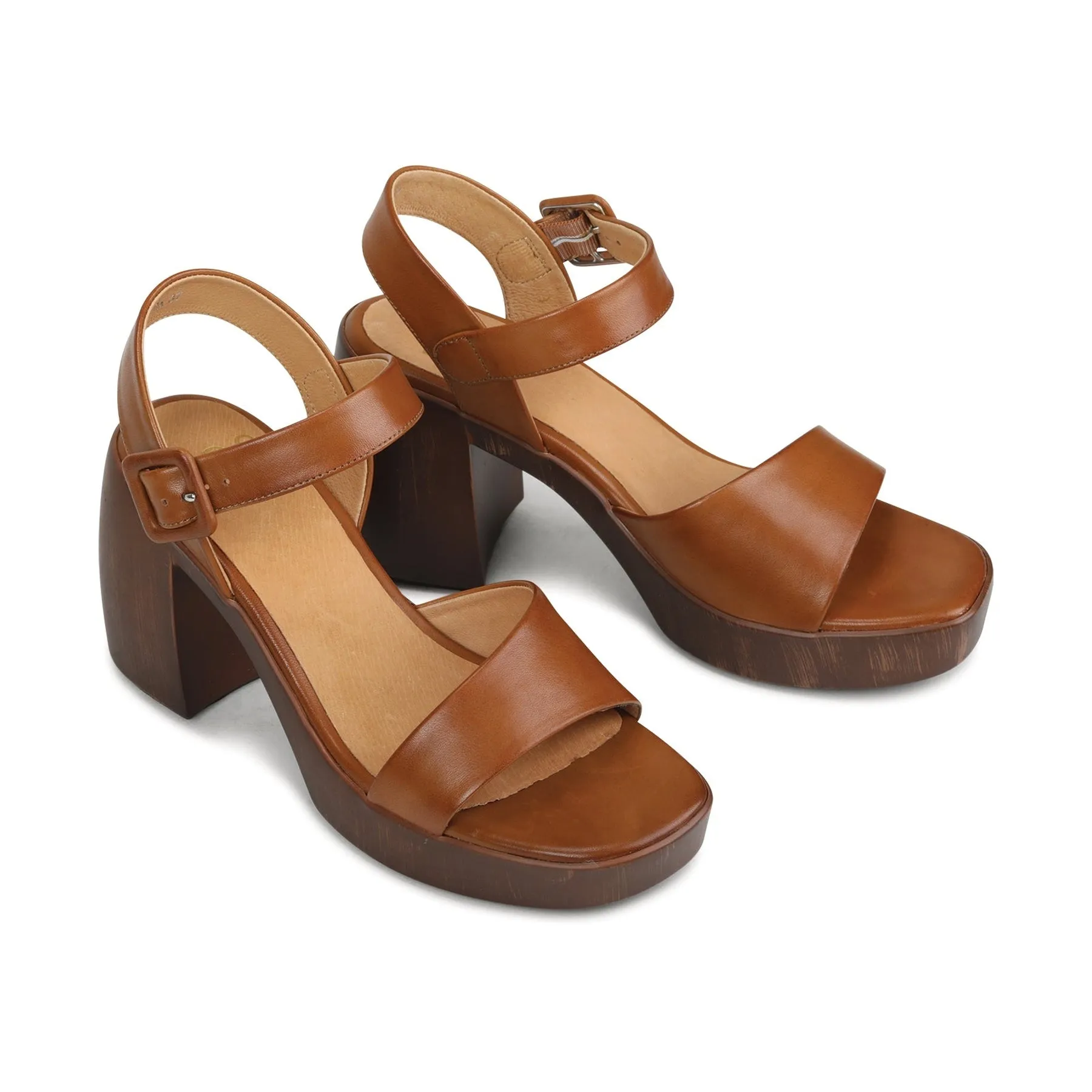 SPIGA LEATHER BLOCK HEEL SANDALS