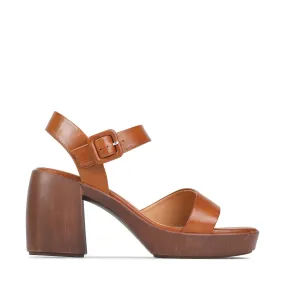 SPIGA LEATHER BLOCK HEEL SANDALS