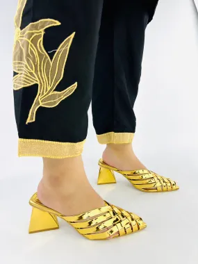 Spunkz Alfie GOLD Signature Slip-Ons Triangle heel