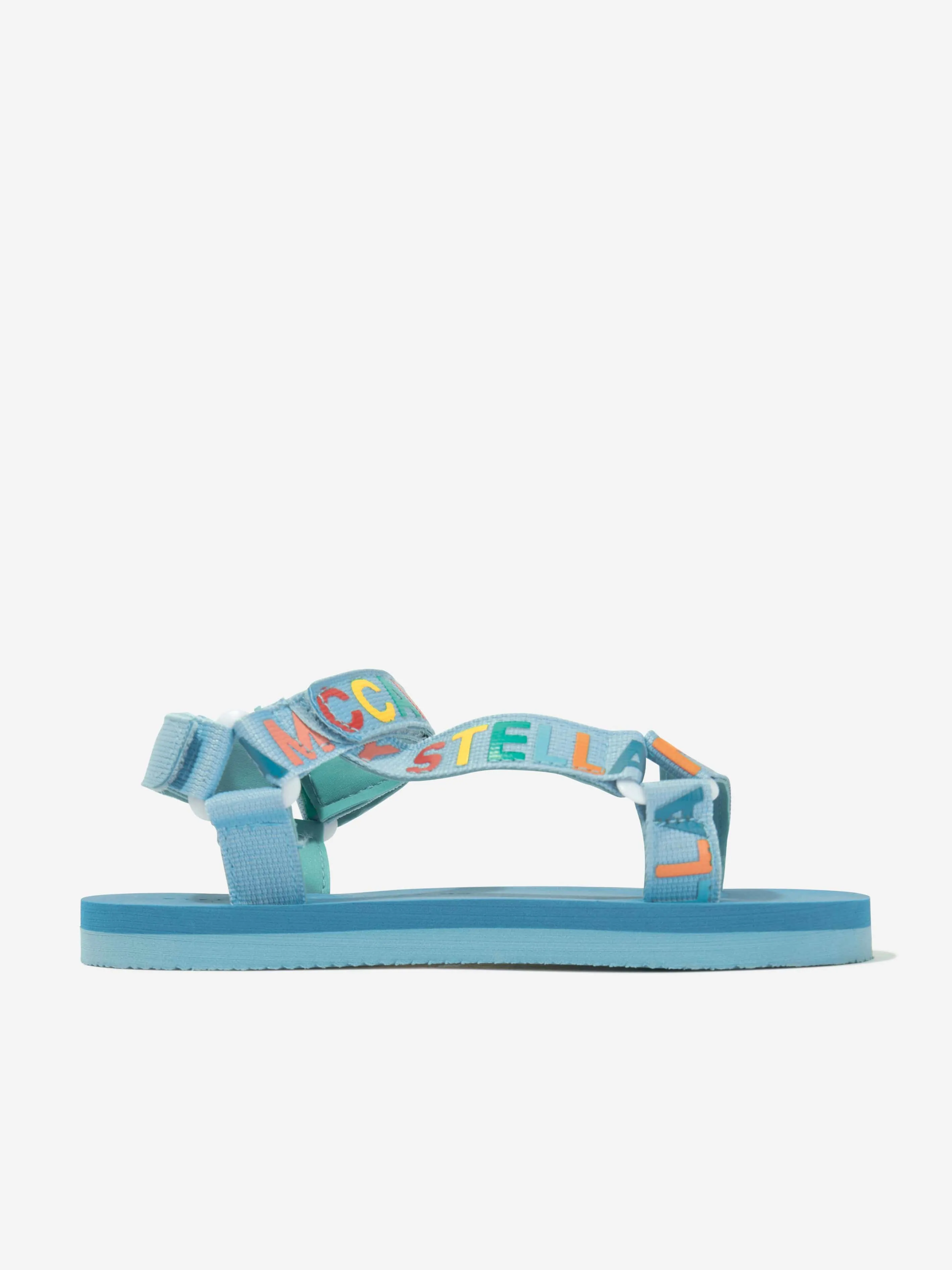 Stella McCartney Boys Logo Strap Sandals in Blue