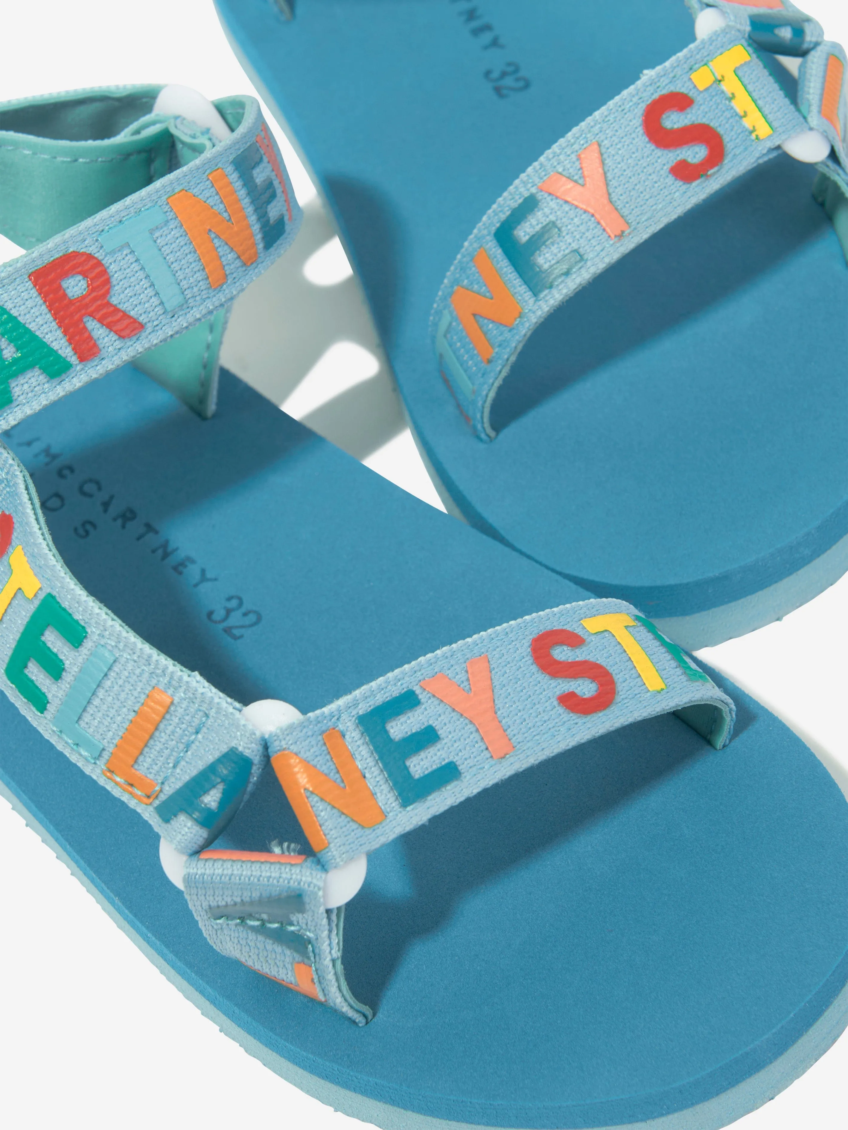 Stella McCartney Boys Logo Strap Sandals in Blue