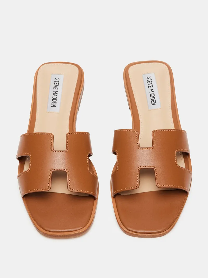 Steve Madden Hadyn Flat Sandal - Cognac Leather