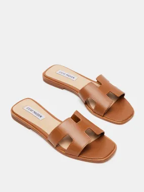 Steve Madden Hadyn Flat Sandal - Cognac Leather