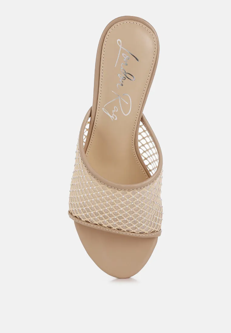 Tempra Mesh Clear Heel Wedge Sandals