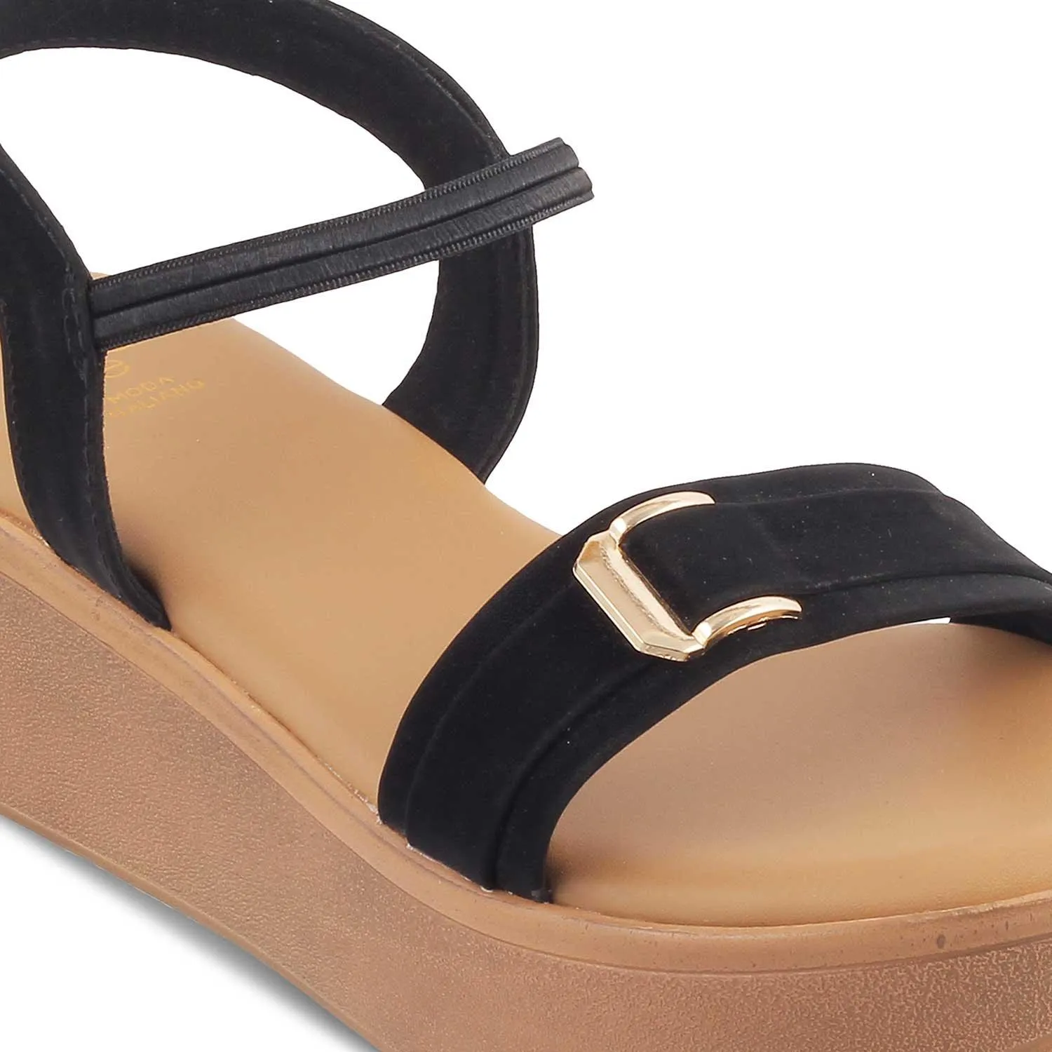 The Caen Black Women's Platform Wedge Sandals Tresmode