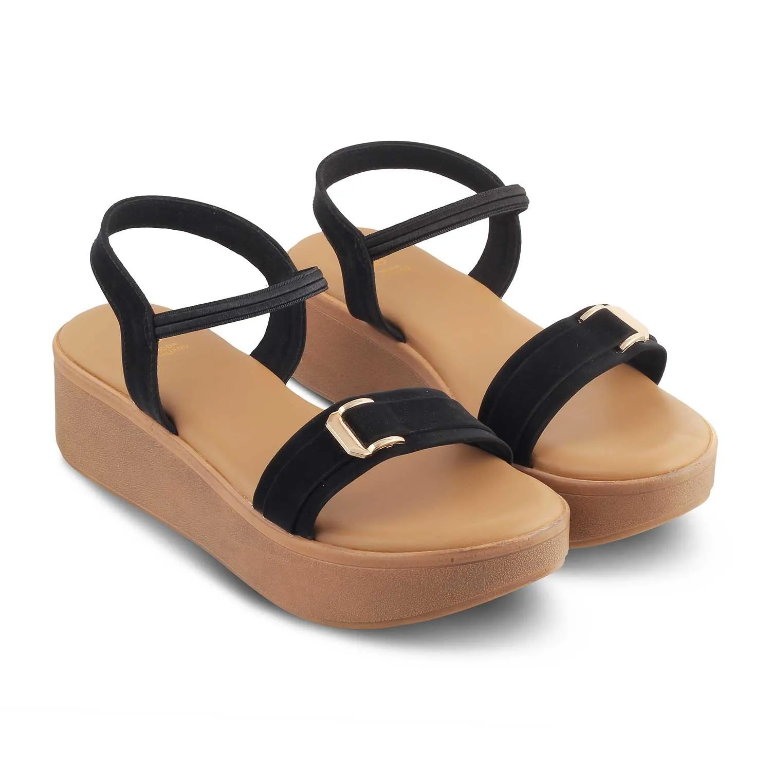 The Caen Black Women's Platform Wedge Sandals Tresmode