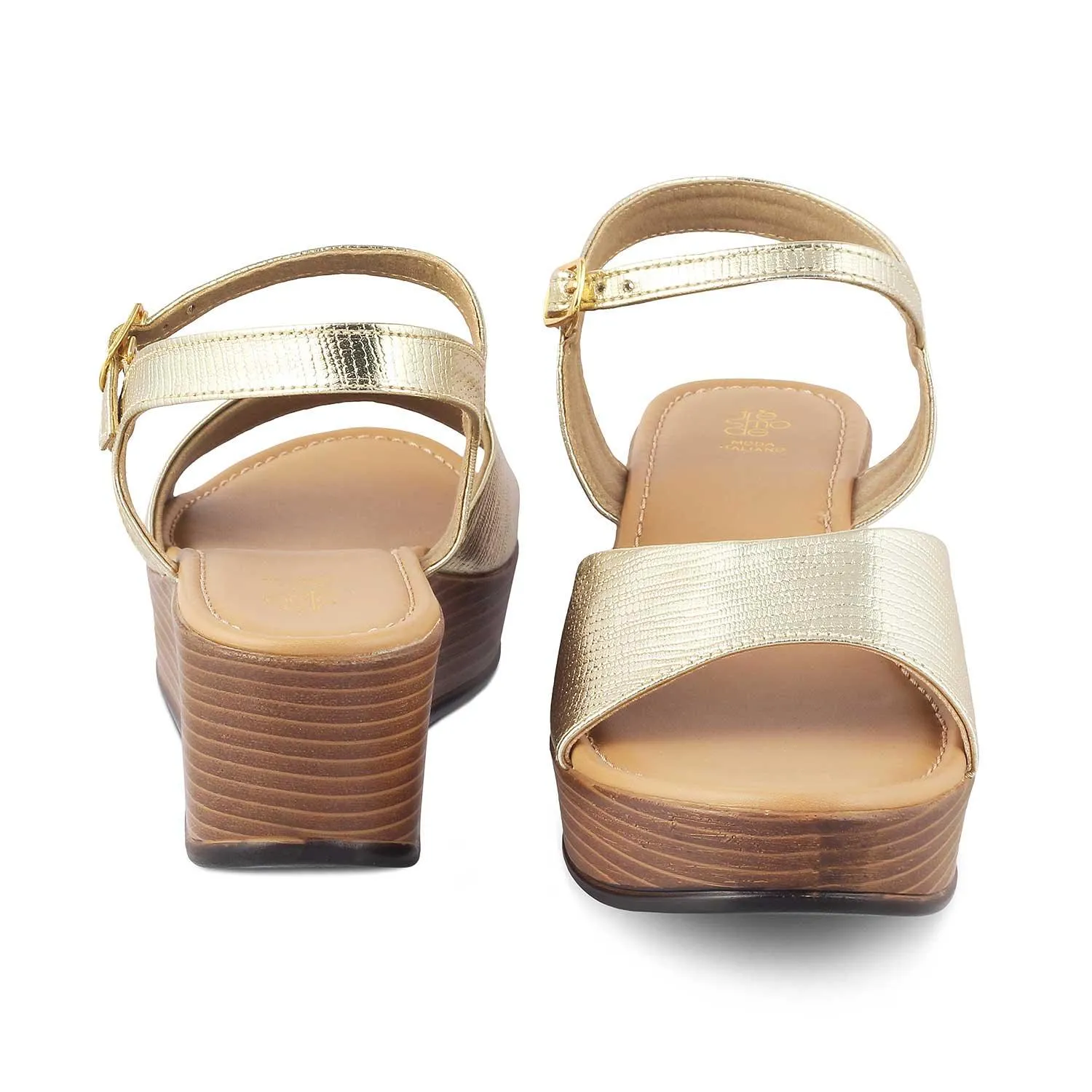 The Cannes Gold Women's Dress Wedge Sandals Tresmode