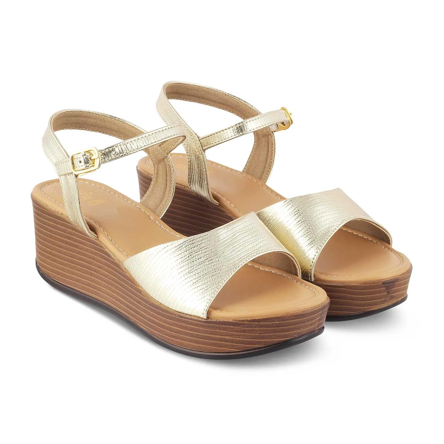 The Cannes Gold Women's Dress Wedge Sandals Tresmode