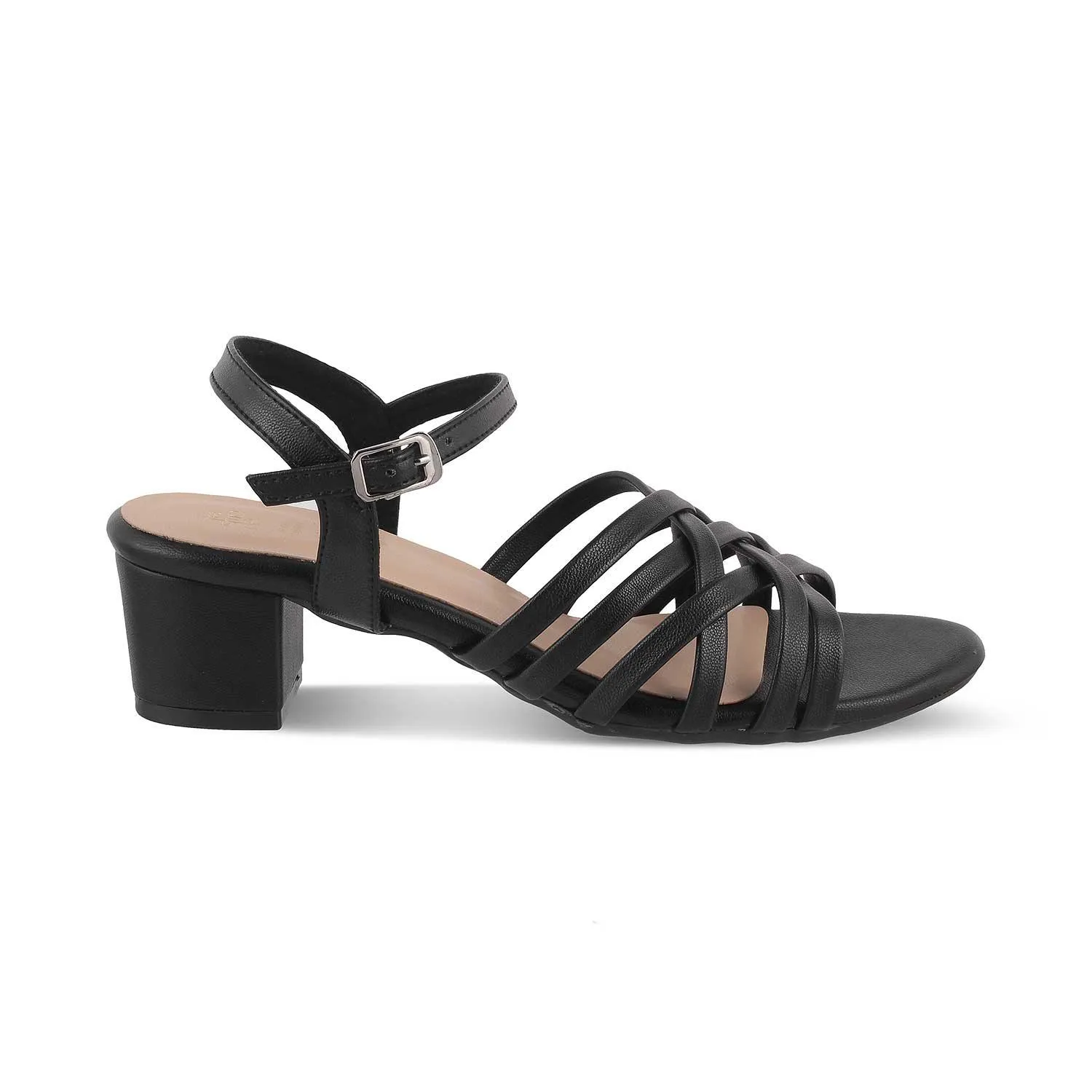 The Crossem Black Women's Dress Block Heel Sandals Tresmode