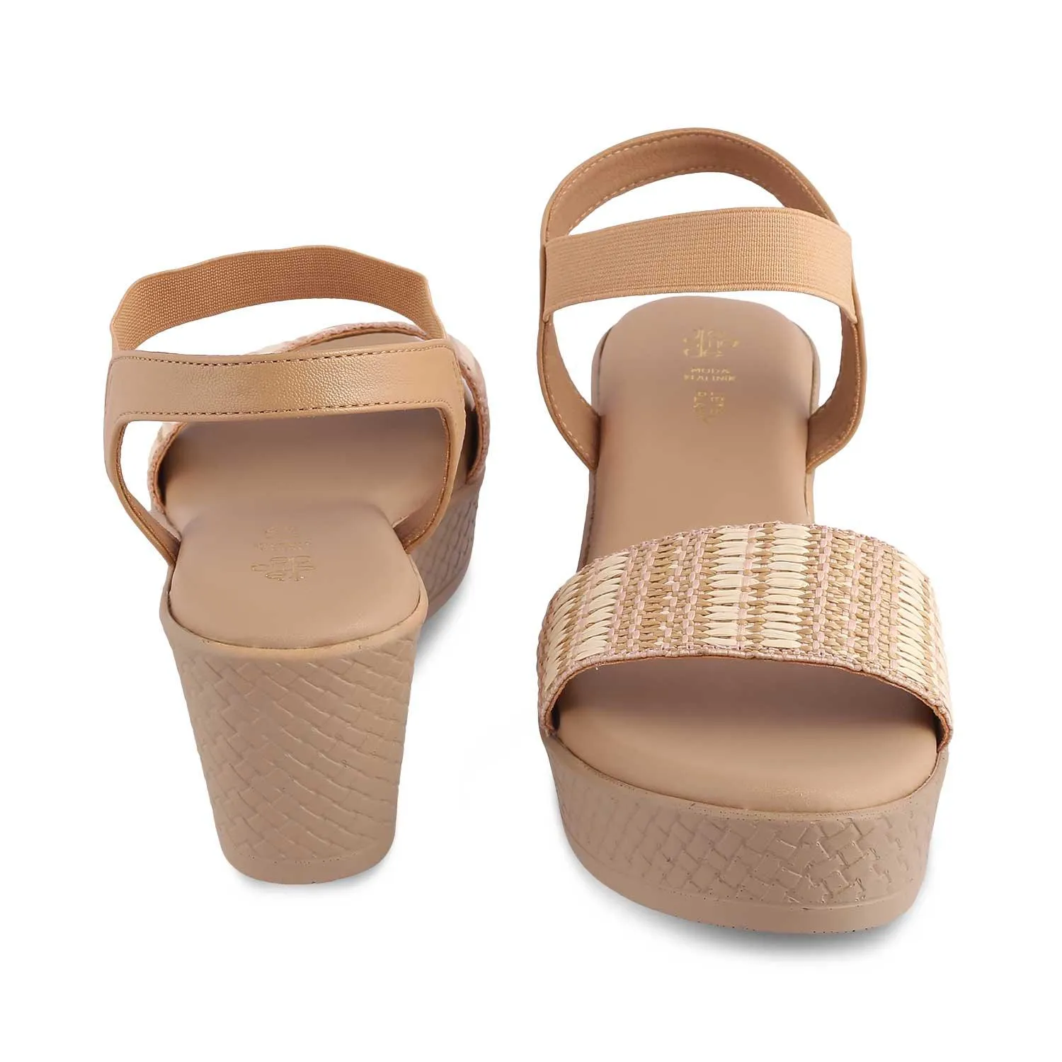 The Medge Beige Women's Dress Wedge Sandals Tresmode