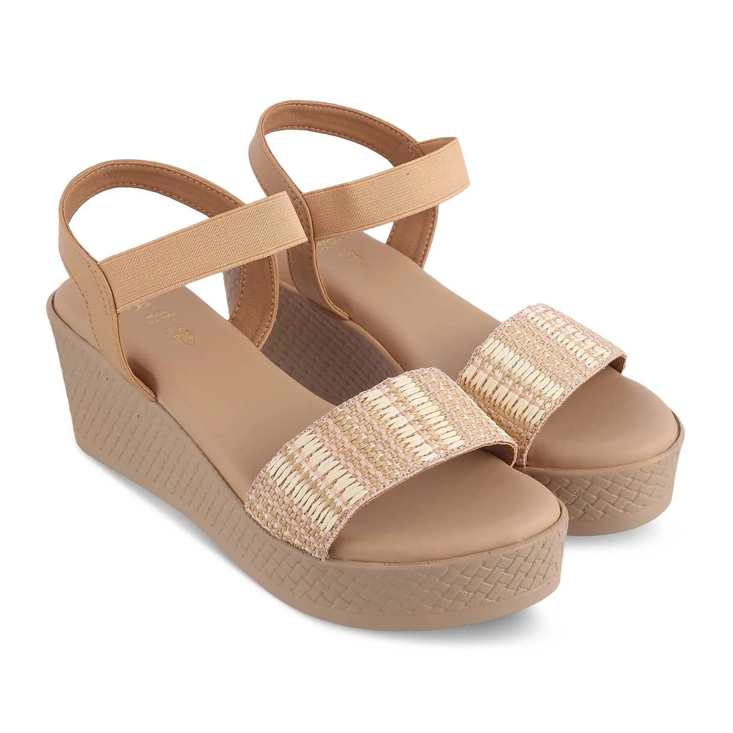 The Medge Beige Women's Dress Wedge Sandals Tresmode