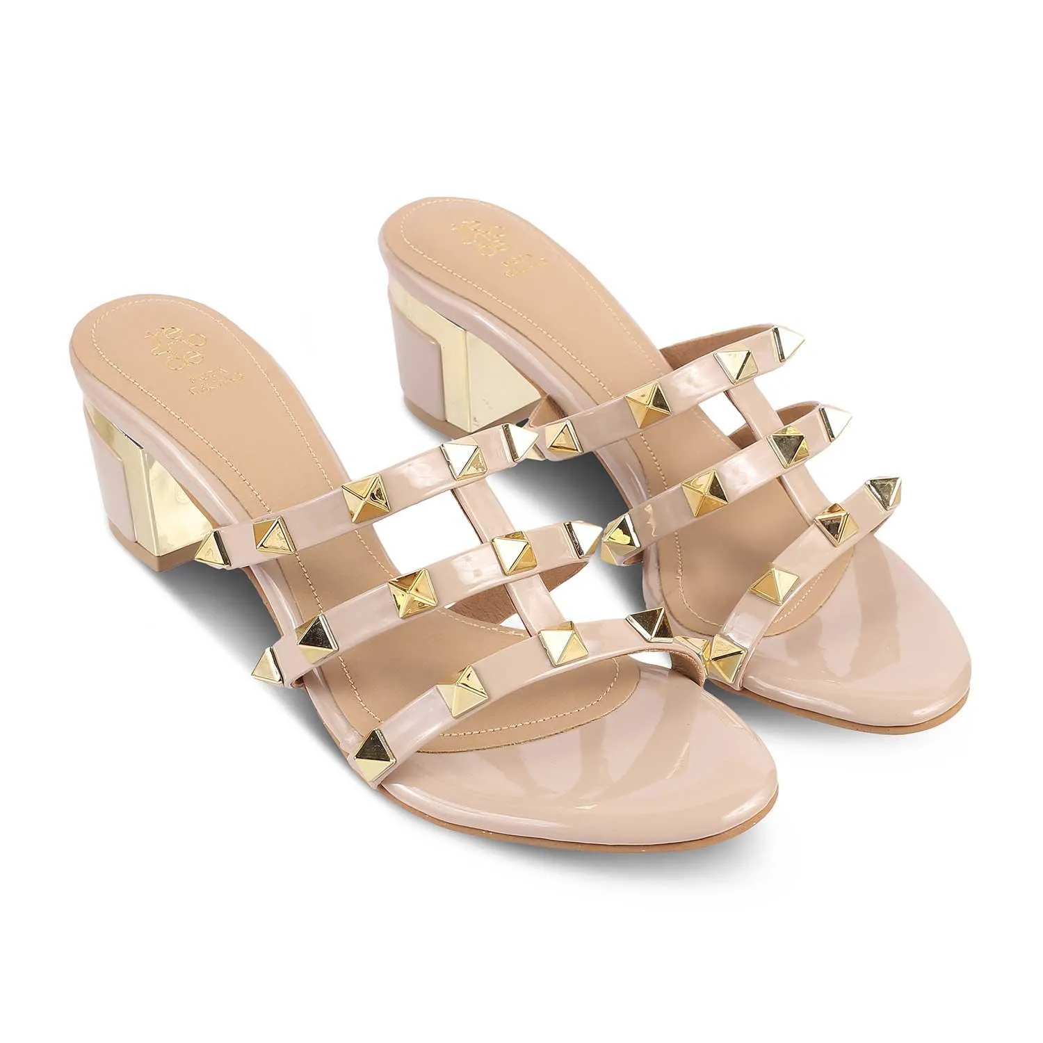 The Palma Beige Women's Dress Block Heel Sandals Tresmode