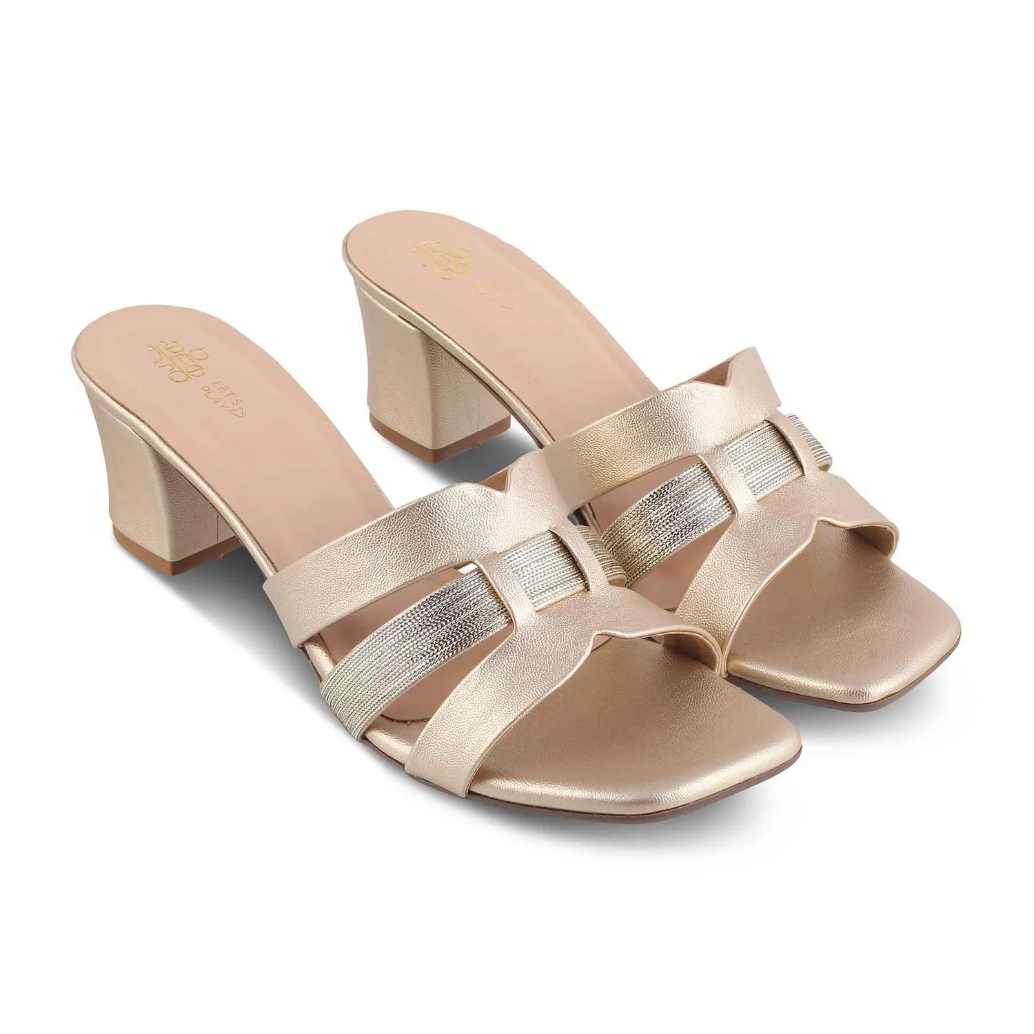 The Silo Gold Women's Dress Block Heel Sandals Tresmode