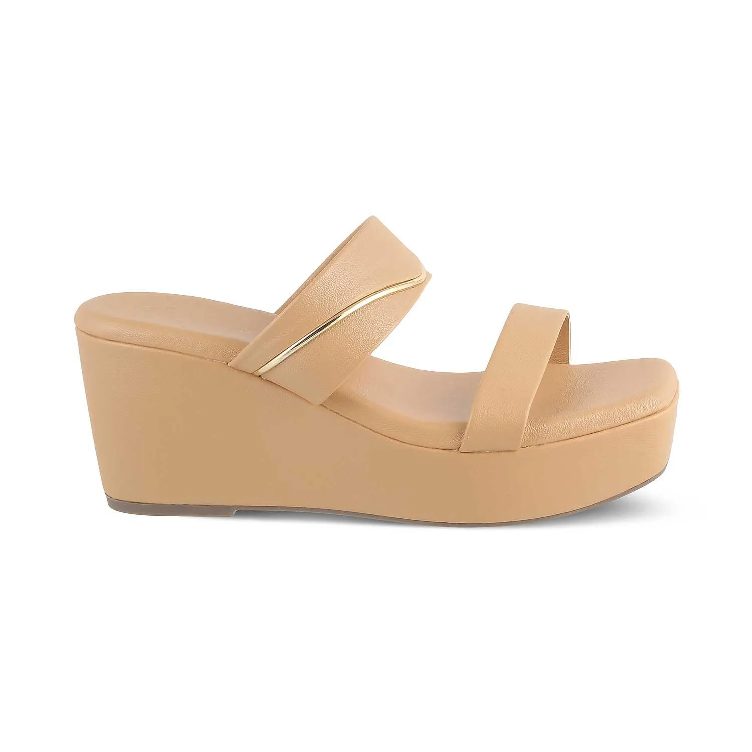 The Tofame Beige Women's Dress Wedge Sandals Tresmode