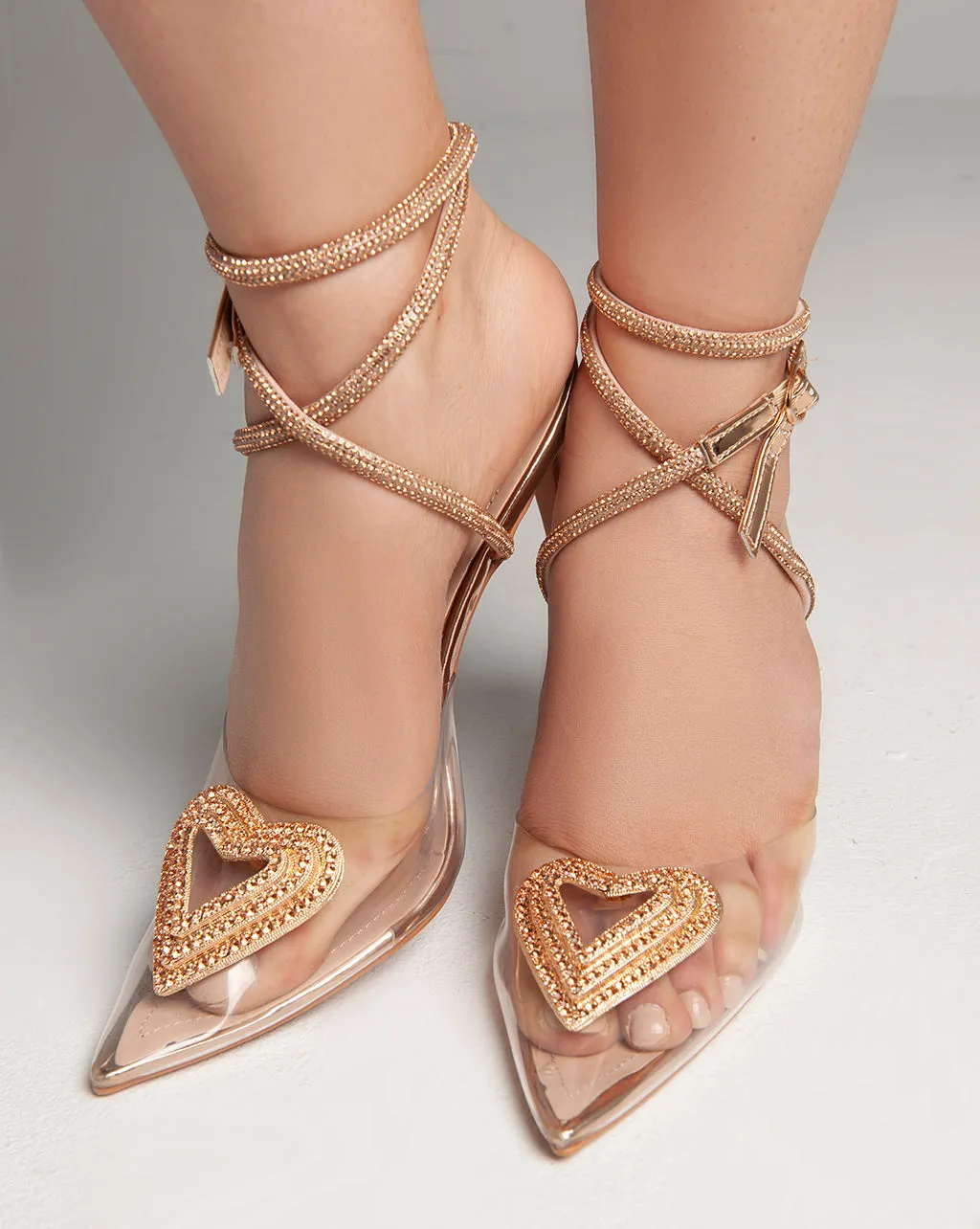 Transparent Ankle Strap - Sandals - Champagne