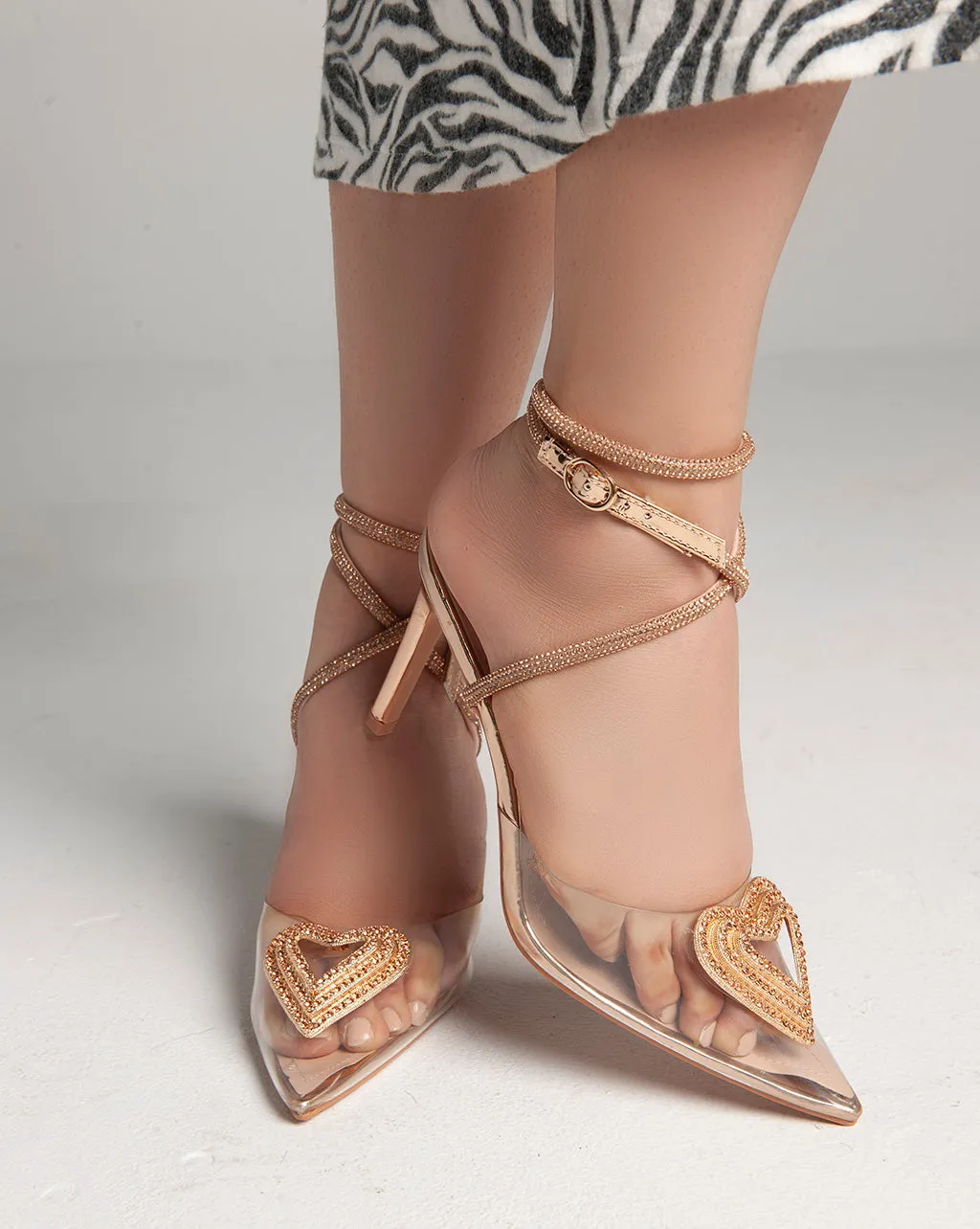 Transparent Ankle Strap - Sandals - Champagne