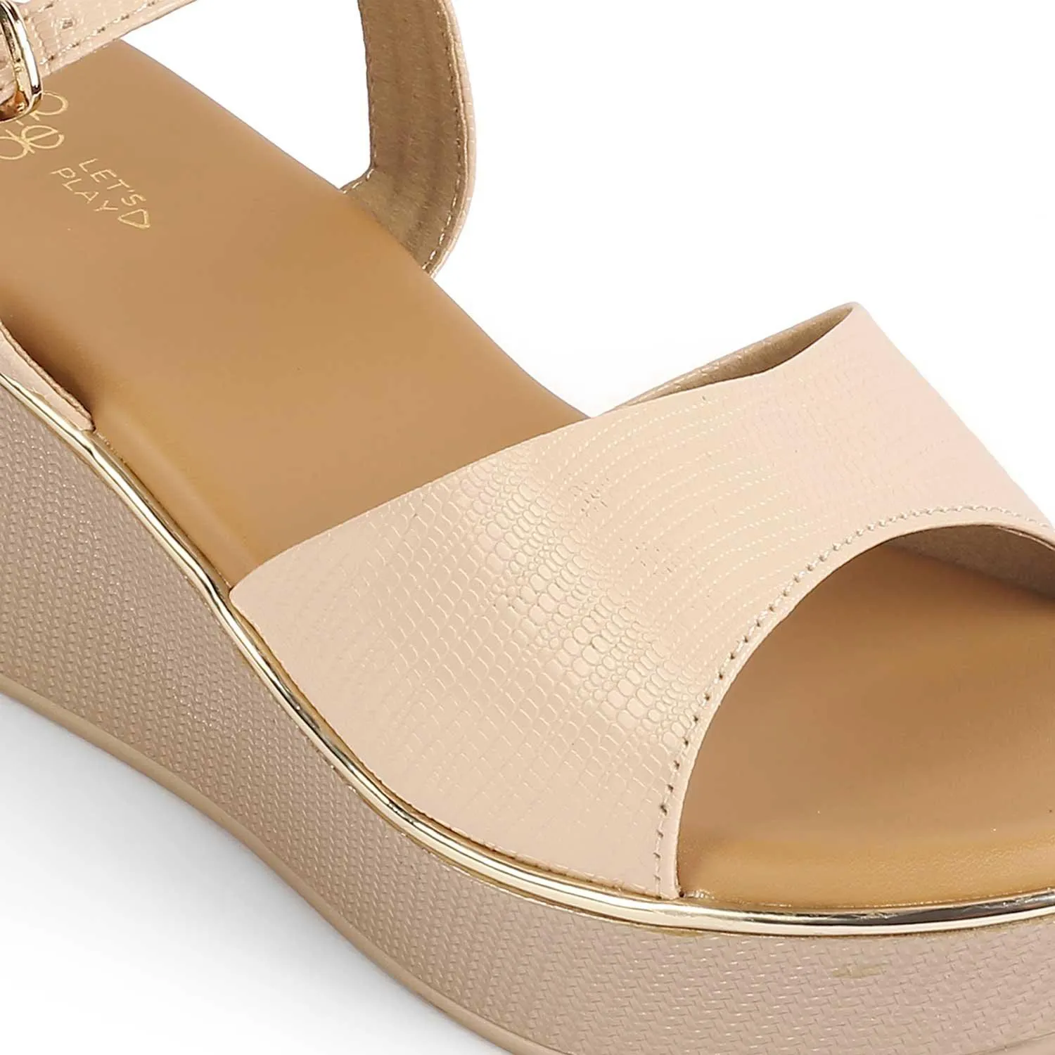 Tresmode Lannes Beige Women's Dress Wedge Sandals