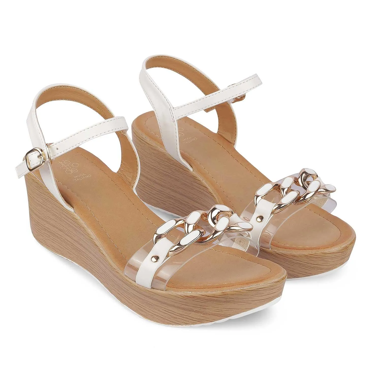 Tresmode Trwedge White Women's Dress Wedge Sandals