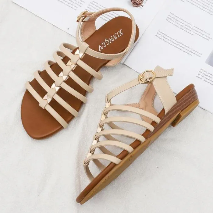 Women's flat boho buckle strap gladiator sandals