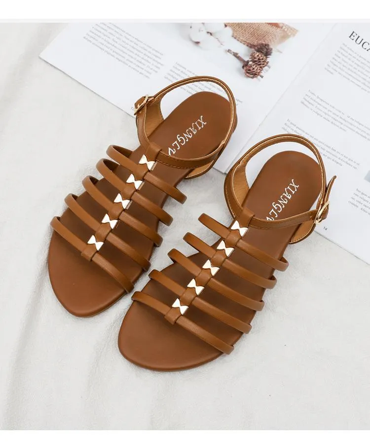 Women's flat boho buckle strap gladiator sandals