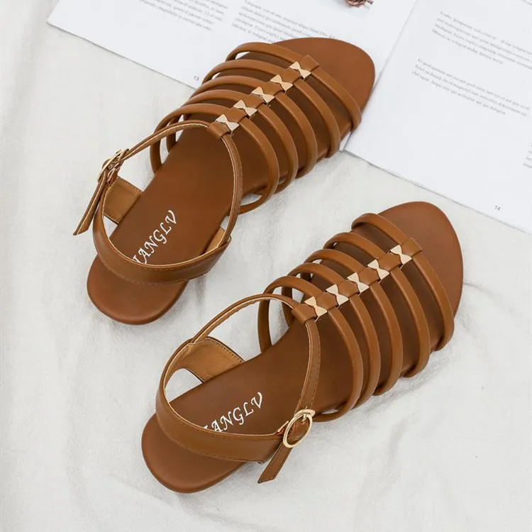 Women's flat boho buckle strap gladiator sandals