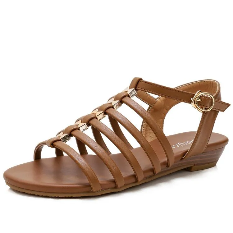 Women's flat boho buckle strap gladiator sandals