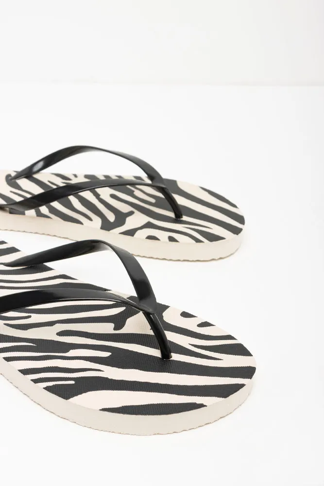 Zebra Flip Flop Black & White