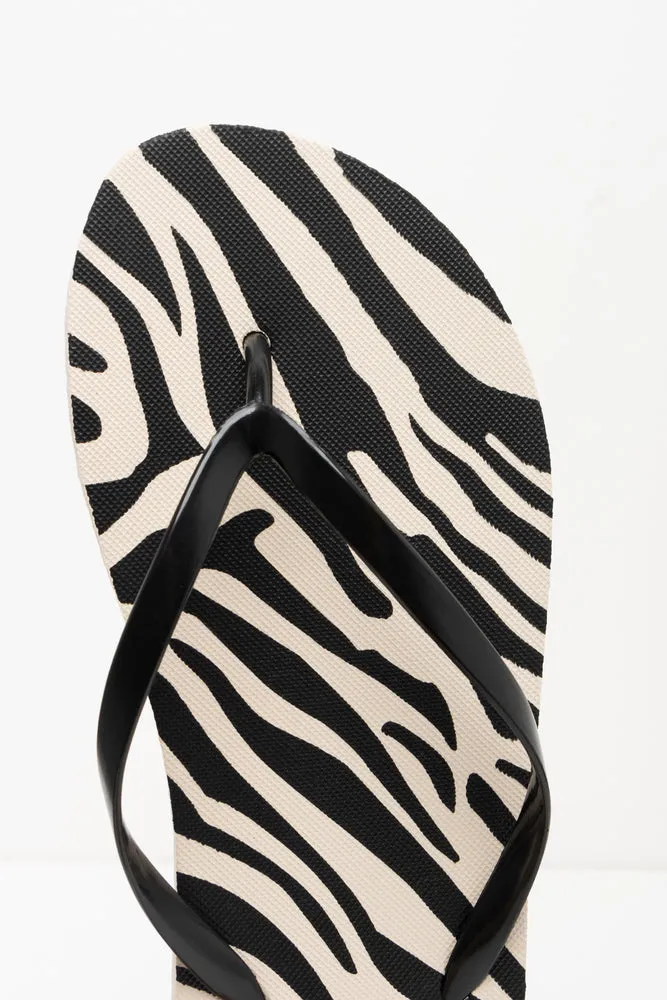 Zebra Flip Flop Black & White